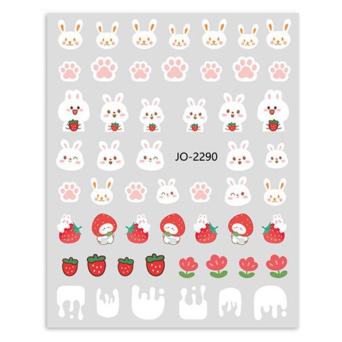 (단종) 딸기 토끼 네일스티커 JO-2290